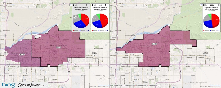 Arizona's 25th Legislative District Before and After the 2010 Census Redistricting.jpg