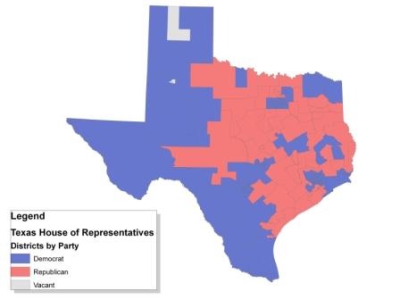 Texas House Districts by Party 2010.jpg