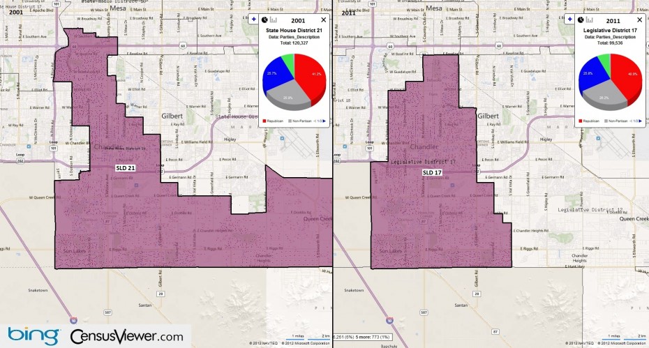 Arizona's 17th Legislative District Before and After the 2010 Census Redistricting.jpg
