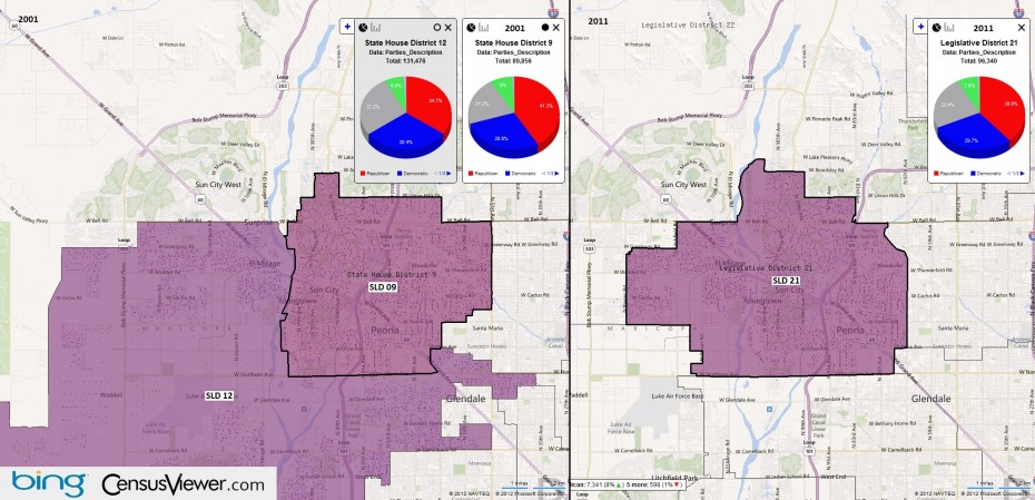 Arizona's 21st Legislative District Before and After the 2010 Census Redistricting.jpg