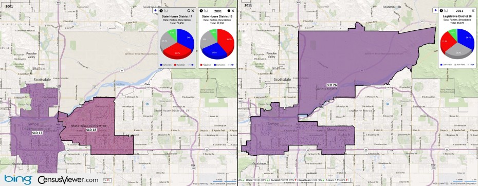 Arizona's 26th Legislative District Before and After the 2010 Census Redistricting.jpg