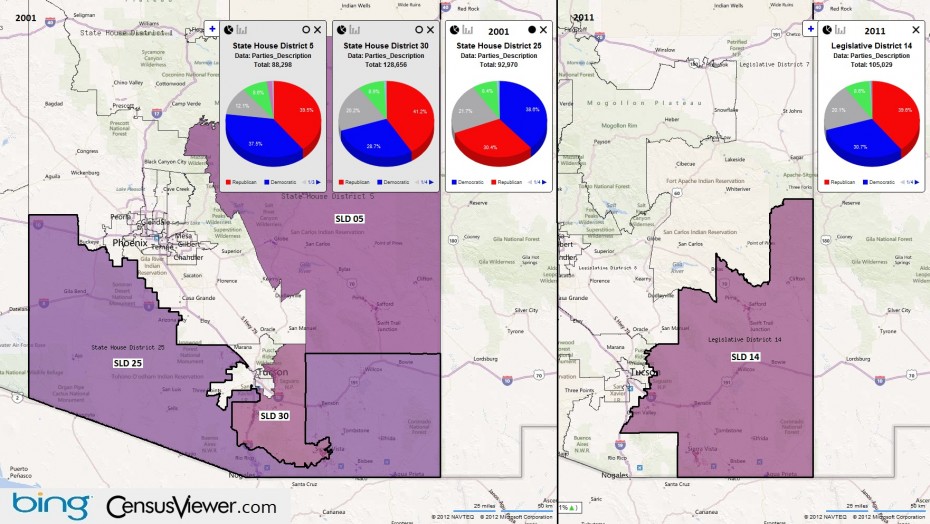 Arizona's 14th Legislative District Before and After the 2010 Census Redistricting.jpg