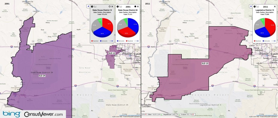 Arizona's 13th Legislative District Before and After the 2010 Census Redistricting.jpg