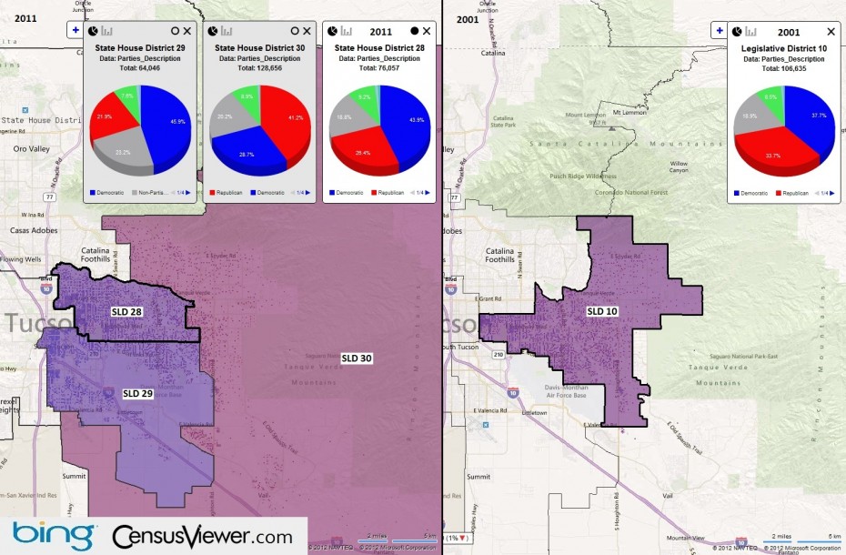 Arizona's 10th Legislative District Before and After the 2010 Census Redistricting.jpg
