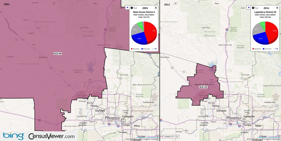 Arizona's 22nd Legislative District Before and After the 2010 Census Redistricting.jpg