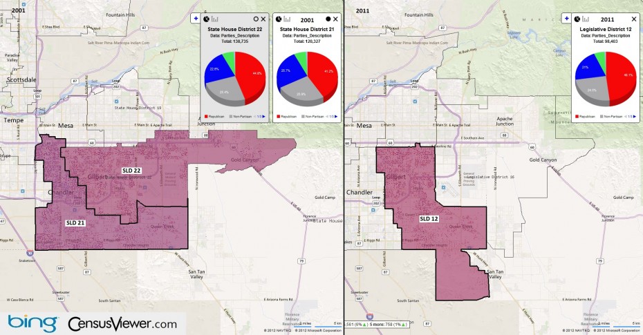 Arizona's 12th Legislative District Before and After the 2010 Census Redistricting.jpg