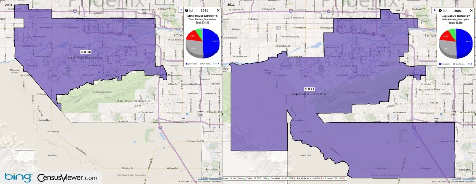 Arizona's 27th Legislative District Before and After the 2010 Census Redistricting.jpg