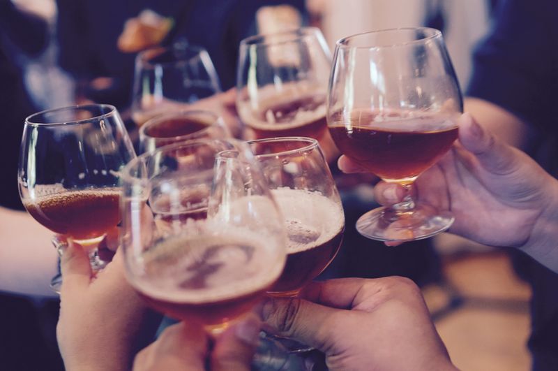 File:Drinking glasses beer toast.jpg