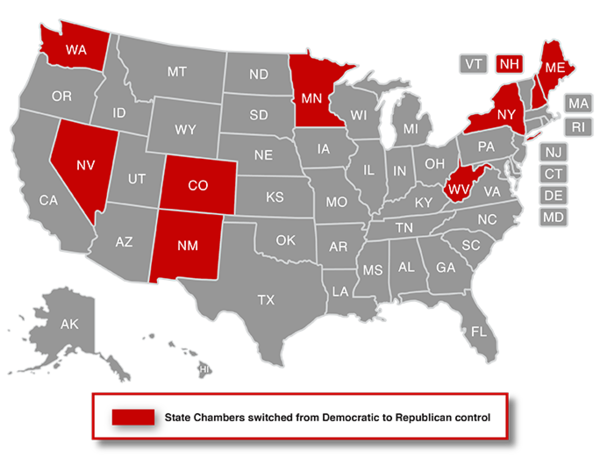 State Chambers Switch-Democratic to Republican Control 2014.png