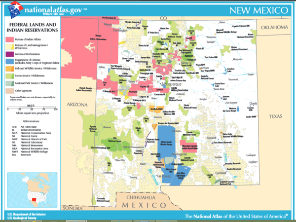 Federal land policy in New Mexico - 600px NewMexicoFederalLandsMap.PNG