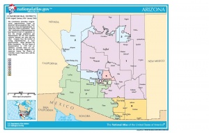This map shows the Arizona Congressional Districts after the 2000 census.