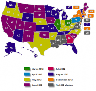This map displays state legislative primaries by month.