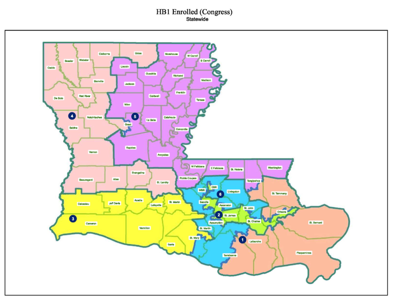 Louisiana approved congressional map Feb 18 2022.png