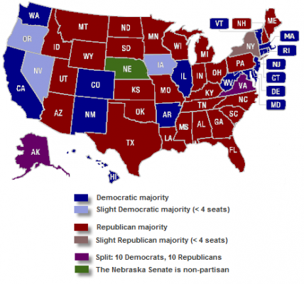 State Senates as of November 2011.