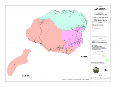 This is the approved Hawaii Legislature map for the Island of Kauai.