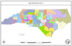 This map shows the second draft of the North Carolina State Senate districts.