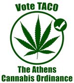 The Athens Cannabis Ordinance (TACO) campaign logo