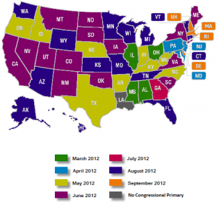 This map displays congressional primaries by month.