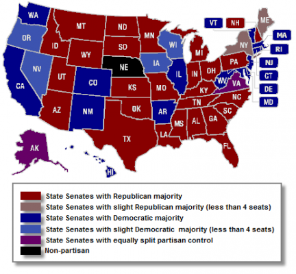 State Senates as of prior to the 2012 election.
