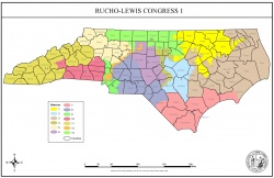 This map shows the proposed North Carolina Congressional Districts.