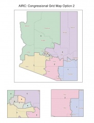 This map shows the Option 2 of Arizona's Congressional Districts, which was the starting point for Commissioners.